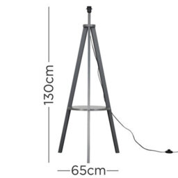 Valuelights Morrigan Grey Wood Tripod Floor Lamp Base With Shelf - thumbnail 6