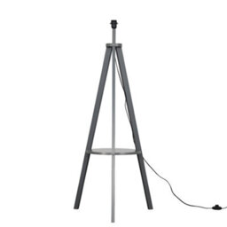 Valuelights Morrigan Grey Wood Tripod Floor Lamp Base With Shelf