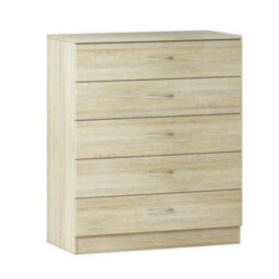Sundaze Chest Of Drawers Bedroom Furniture Bedside Cabinet With Handle 5 Drawer Oak 75X36X90Cm - thumbnail 2