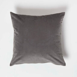 Homescapes Grey Velvet Cushion, 45 X 45 Cm