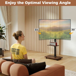"Gainoom Rolling Walnut Tv Stand On Wheels Mobile Tv Cart For 32""-75"" Tvs Portable Av Cart W/ 30 Degree Tilt Mount" - thumbnail 9