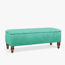 Lisbon Plain 137Cm Ottoman Storage Bench - Plush Velvet Shoe Bench - Teal Upholstery Footstool With Storage - thumbnail 3