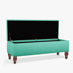 Lisbon Plain 137Cm Ottoman Storage Bench - Plush Velvet Shoe Bench - Teal Upholstery Footstool With Storage - thumbnail 2