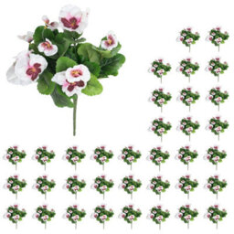 Blooming Artificial - 28Cm / 1Ft White / Pink Artificial Pansy Bush Multi-Pack - thumbnail 2