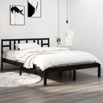 Berkfield Bed Frame Black Solid Wood 200X200 Cm - image 1