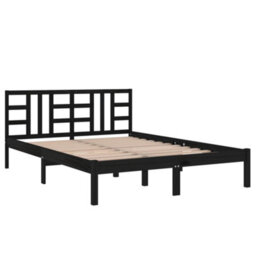 Berkfield Bed Frame Black Solid Wood 200X200 Cm - thumbnail 4