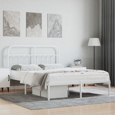 Berkfield Metal Bed Frame With Headboard White 135X190 Cm - image 1