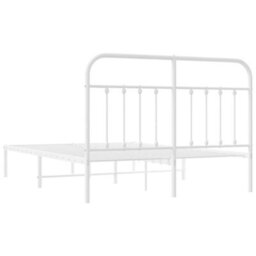 Berkfield Metal Bed Frame With Headboard White 135X190 Cm - thumbnail 8
