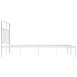 Berkfield Metal Bed Frame With Headboard White 135X190 Cm - thumbnail 7