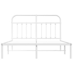 Berkfield Metal Bed Frame With Headboard White 135X190 Cm - thumbnail 6