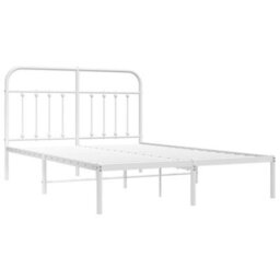 Berkfield Metal Bed Frame With Headboard White 135X190 Cm - thumbnail 5