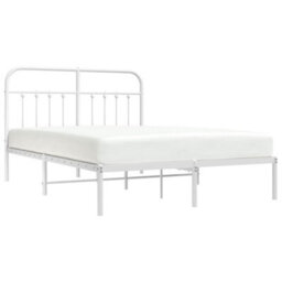 Berkfield Metal Bed Frame With Headboard White 135X190 Cm - thumbnail 3