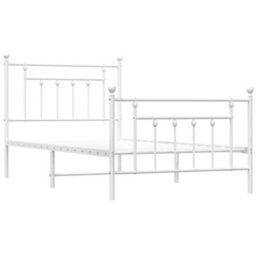 Berkfield Metal Bed Frame With Headboard And Footboard White 100X190 Cm - thumbnail 5