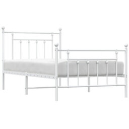Berkfield Metal Bed Frame With Headboard And Footboard White 100X190 Cm - thumbnail 4