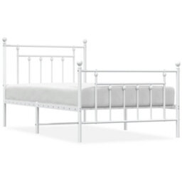 Berkfield Metal Bed Frame With Headboard And Footboard White 100X190 Cm - thumbnail 2
