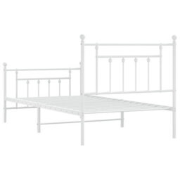 Berkfield Metal Bed Frame With Headboard And Footboard White 100X190 Cm - thumbnail 8
