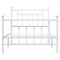 Berkfield Metal Bed Frame With Headboard And Footboard White 100X190 Cm - thumbnail 6