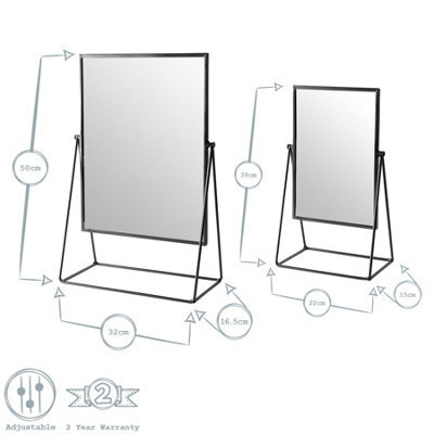 Harbour Housewares Metallic Vanity Mirror Set - 3 Piece Gold Adjustable Tilt Dressing Table Mirror Sleek Modern Makeup Mirror - image 1