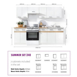 Heze Furniture Summer 7 Unit Kitchen Cabinets Set 240Cm In Cashmere Matt - thumbnail 8