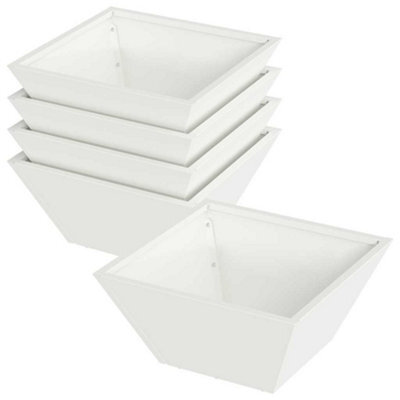 Berkfield Modern Garden Bowl Planters 5 Pcs White 35X35X15 Cm Steel - image 1