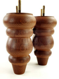 L&F Solid Wood Turned Furniture Feet 150mm High Mahogany Stain Replacement Legs Set Of 4  M10 Pkc220 - thumbnail 2