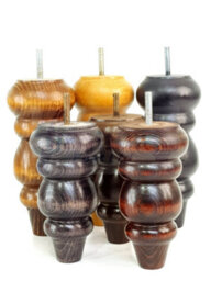 L&F Solid Wood Turned Furniture Feet 150mm High Mahogany Stain Replacement Legs Set Of 4  M10 Pkc220 - thumbnail 9