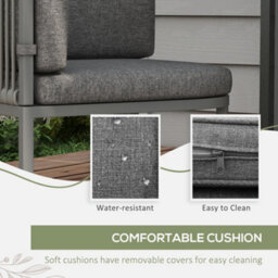 Outsunny 4 Seater Rattan Dining Set With Cushions, Grey - thumbnail 5