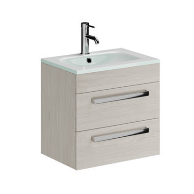 Plum&clay Novela Light Wood Wall Hung Vanity Unit With Glass Basin (W)515mm - image 1