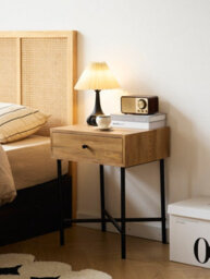 Nordlys 1-Drawer Metal And Solid Wood Nightstand Classic Style Bedroom - thumbnail 8
