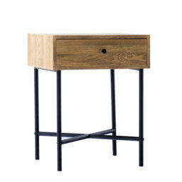 Nordlys 1-Drawer Metal And Solid Wood Nightstand Classic Style Bedroom - thumbnail 1