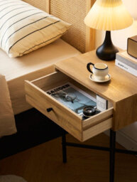 Nordlys 1-Drawer Metal And Solid Wood Nightstand Classic Style Bedroom - thumbnail 7