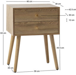 Nordlys 1-Drawer Metal And Solid Wood Nightstand Classic Style Bedroom - thumbnail 6