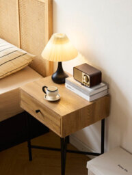 Nordlys 1-Drawer Metal And Solid Wood Nightstand Classic Style Bedroom - thumbnail 5