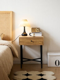 Nordlys 1-Drawer Metal And Solid Wood Nightstand Classic Style Bedroom - thumbnail 4