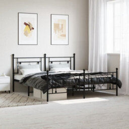 Berkfield Metal Bed Frame Without Mattress With Footboard Black 183X213Cm - thumbnail 1