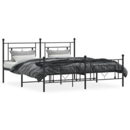 Berkfield Metal Bed Frame Without Mattress With Footboard Black 183X213Cm - thumbnail 3