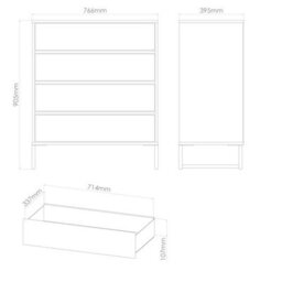 Tamworth 4 Drawer Chest Of Drawers In Mushroom Gloss & Mushroom Matt (Ready Assembled) - thumbnail 7