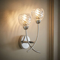 Valuelights Reyka Pair Of Chrome 2 Way Wall Lights With Crystal Glass Shades And Bulbs - thumbnail 5