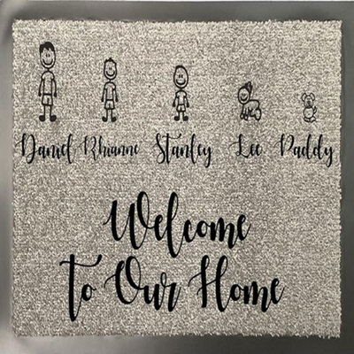 One Of A Kind Design Uk Personalised 5 Character Nylon Doormat - Grey (40Cm X 60Cm) - image 1
