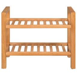 Vidaxl Shoe Rack With 2 Shelves 50X27X40 Cm Solid Oak Wood - thumbnail 2