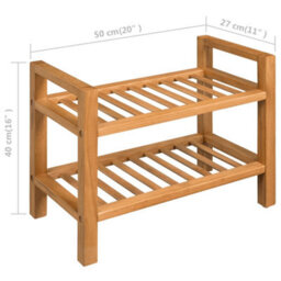 Vidaxl Shoe Rack With 2 Shelves 50X27X40 Cm Solid Oak Wood - thumbnail 3