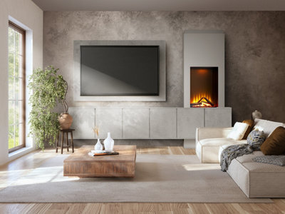 Acantha Zodiac Portrait Electric Media Wall In Concrete Effect With 3 Storage Cupboards - image 1