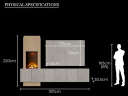 Acantha Zodiac Portrait Electric Media Wall In Concrete Effect With 3 Storage Cupboards - thumbnail 9