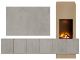 Acantha Zodiac Portrait Electric Media Wall In Concrete Effect With 3 Storage Cupboards - thumbnail 3