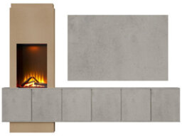 Acantha Zodiac Portrait Electric Media Wall In Concrete Effect With 3 Storage Cupboards - thumbnail 2