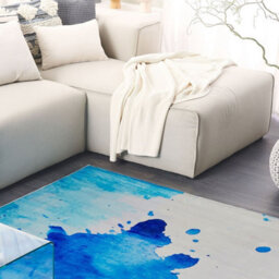 Beliani Paint-Splatter Area Rug, Multicolour Blue, 140 X 200 Cm - Contemporary Short Pile Rectangular Rug - thumbnail 2