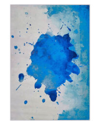 Beliani Paint-Splatter Area Rug, Multicolour Blue, 140 X 200 Cm - Contemporary Short Pile Rectangular Rug - thumbnail 1