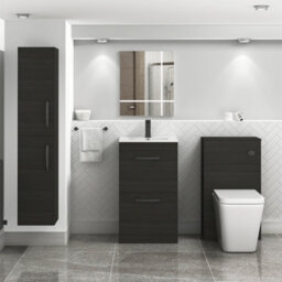 Royal Bathrooms Turin Hale Black 500mm Floor Standing Vanity Unit 2 Drawer With Minimalist Basin Sink & Matt Black Handles - thumbnail 2