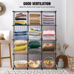 12 Cube Storage Shelf Rack Diy Wire Grid Bookcase Display Cabinet Organiser - thumbnail 4