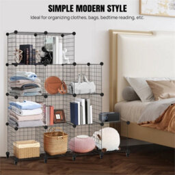 12 Cube Storage Shelf Rack Diy Wire Grid Bookcase Display Cabinet Organiser - thumbnail 6